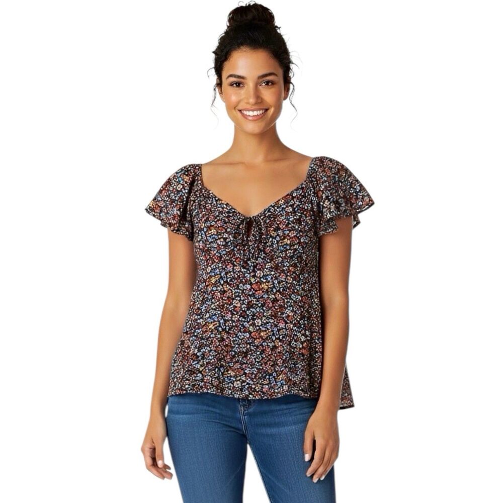 Almost Famous Womens Blouse Large Floral Whimsigoth Feminine Cottage Cottagecore